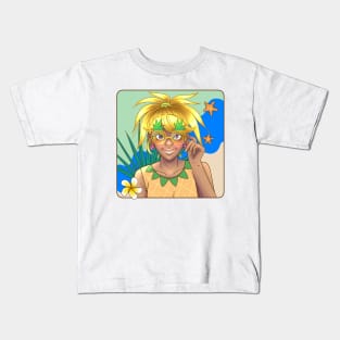 Tropical Pineapple Girl Summer Kids T-Shirt